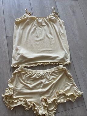 Eberjey Giselle Soft Ruffle Trim Cami & Shorts Set - Pale Yellow